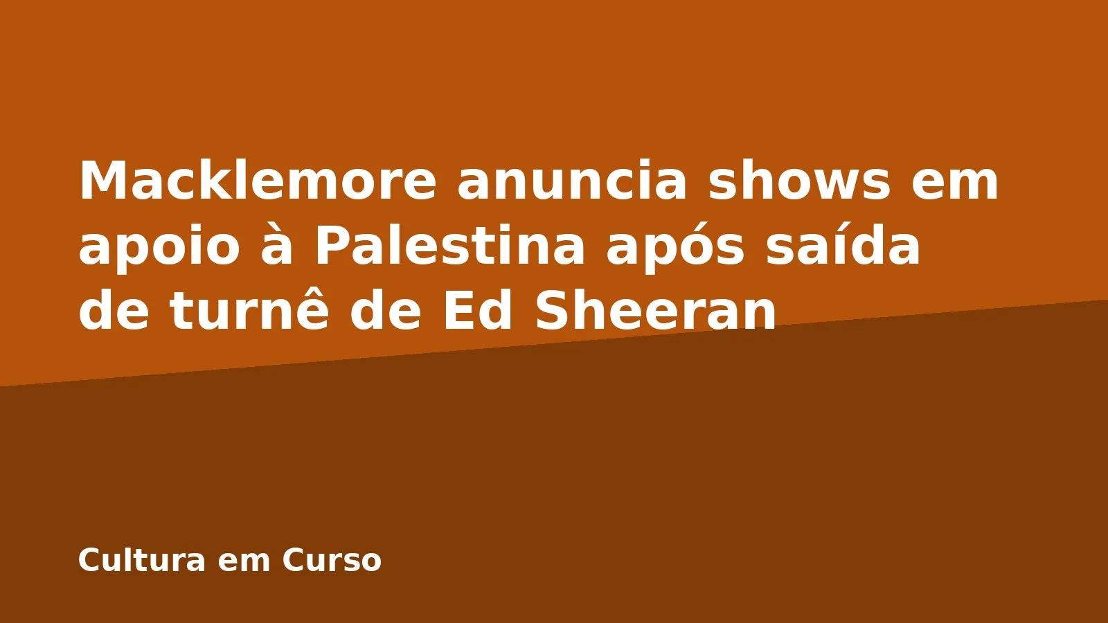 Macklemore anuncia shows em apoio à Palestina após saída de turnê de Ed Sheeran