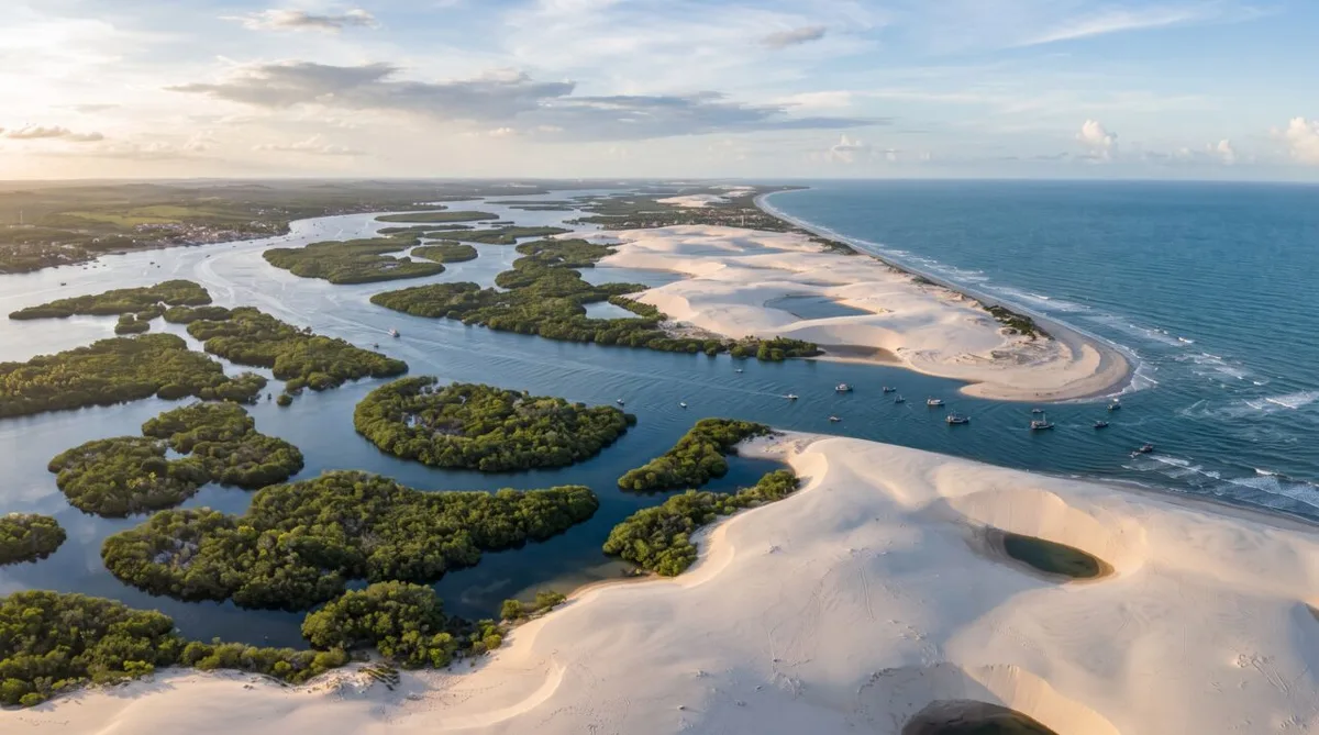 Parnaíba reúne canais, dunas e mangues no encontro do rio com o Atlântico