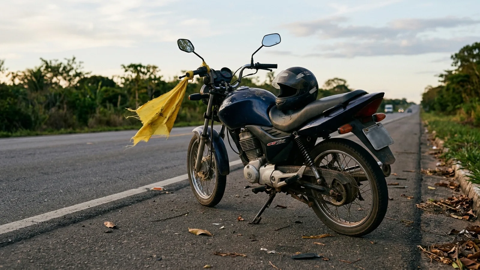Como agir ao encontrar uma moto com tecido amarelo na estrada