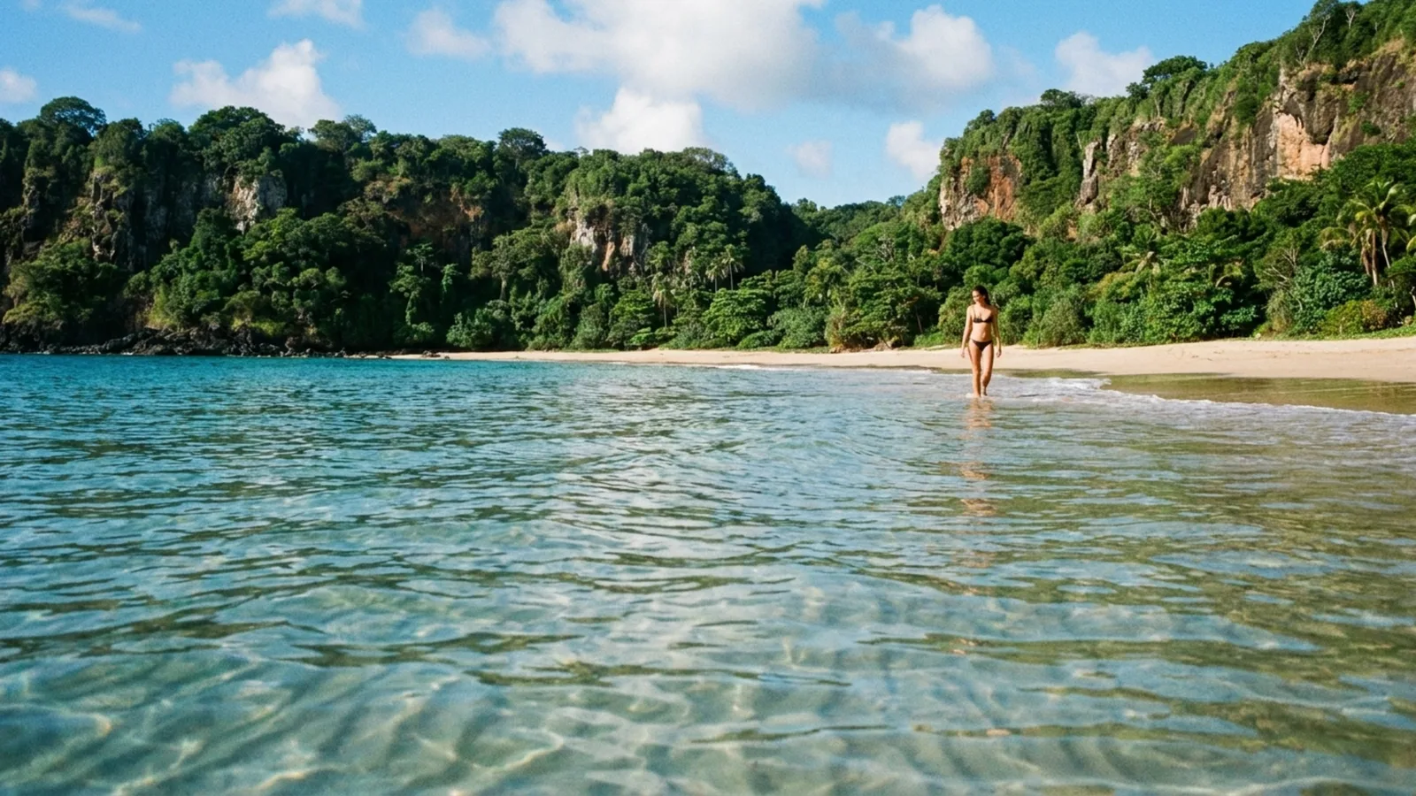 Baía do Sancho combina acesso entre rochas e proteção ambiental em Noronha